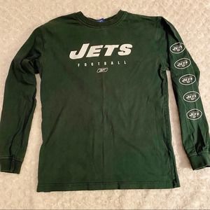 NFL Reebok Cotton Green New York JETS Football Long Sleeve T Shirt